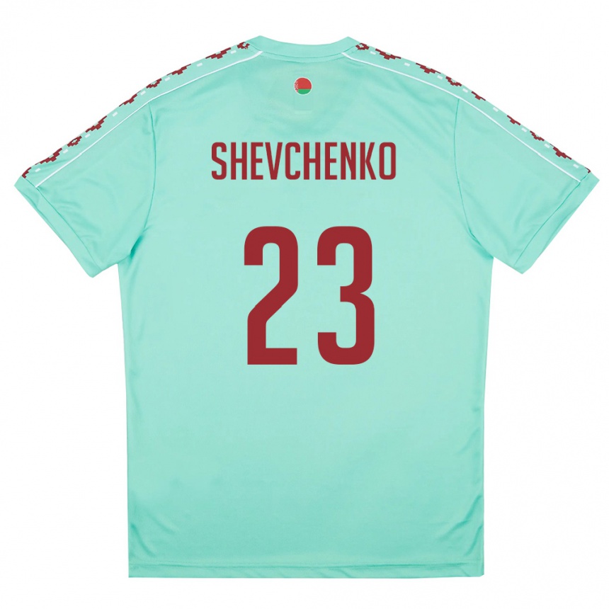 גברים כדורגל בלארוס Gleb Shevchenko #23 ירוק בהיר בורדו הרחק ג'רזי 26-28