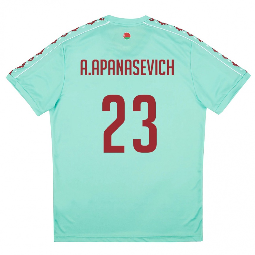 גברים כדורגל בלארוס Aleksey Apanasevich #23 ירוק בהיר בורדו הרחק ג'רזי 26-28