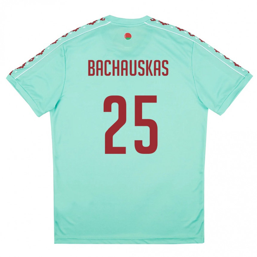 גברים כדורגל בלארוס Ivan Bachauskas #25 ירוק בהיר בורדו הרחק ג'רזי 26-28