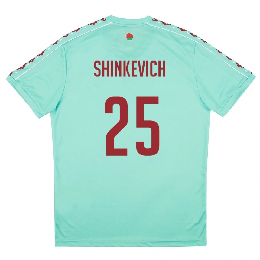 גברים כדורגל בלארוס Dariush Shinkevich #25 ירוק בהיר בורדו הרחק ג'רזי 26-28
