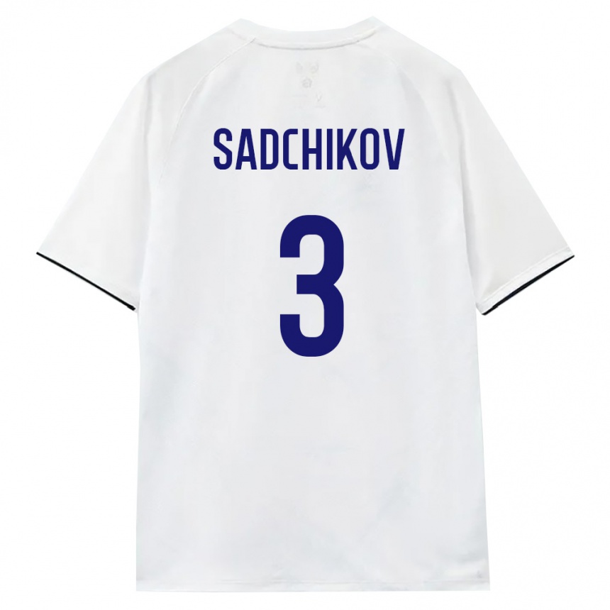 גברים כדורגל רוסיה Stepan Sadchikov #3 לבן חום שחור הרחק ג'רזי 26-28