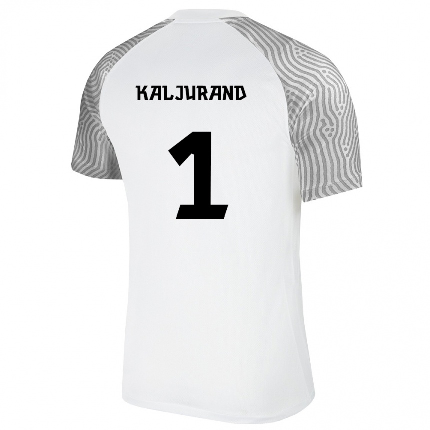 גברים כדורגל אסטוניה Joonatan Kaljurand #1 לבן אפור הרחק ג'רזי 26-28
