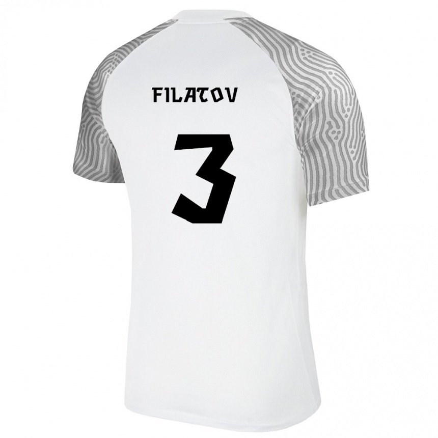 גברים כדורגל אסטוניה אלכסנדר פילאטוב #3 לבן אפור הרחק ג'רזי 26-28