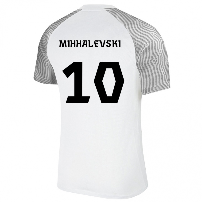 גברים כדורגל אסטוניה Robert Mihhalevski #10 לבן אפור הרחק ג'רזי 26-28