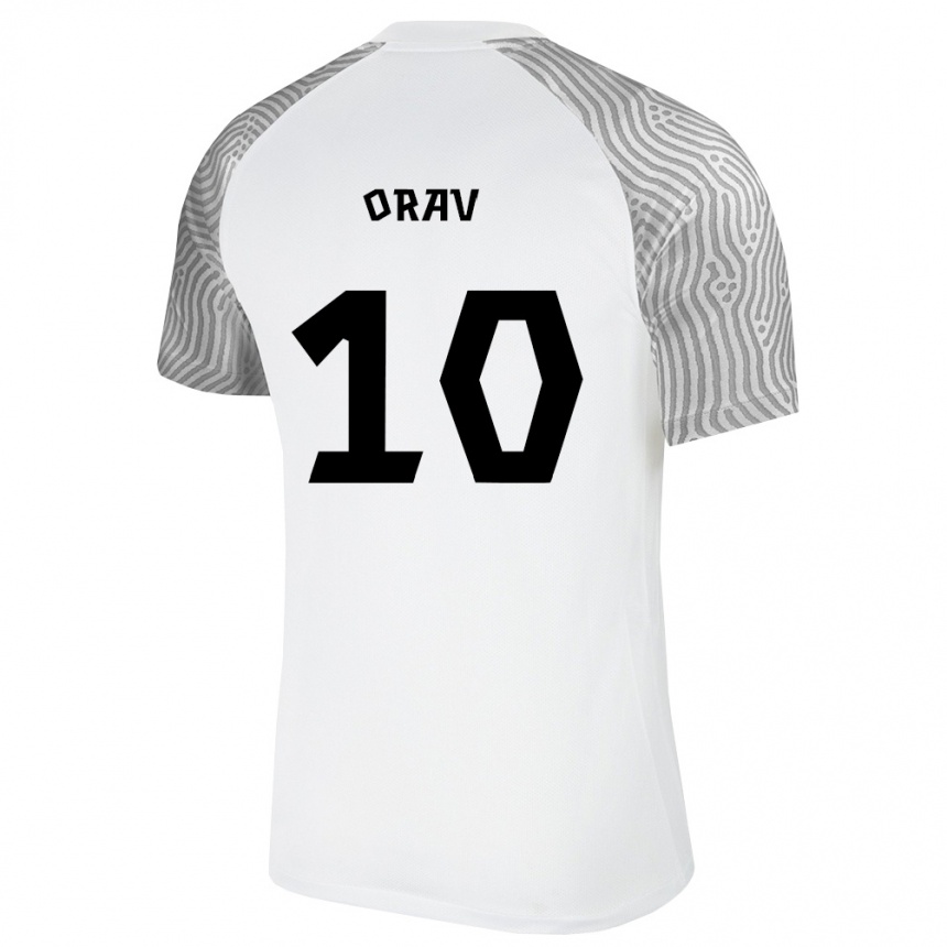 גברים כדורגל אסטוניה Nathan Orav #10 לבן אפור הרחק ג'רזי 26-28