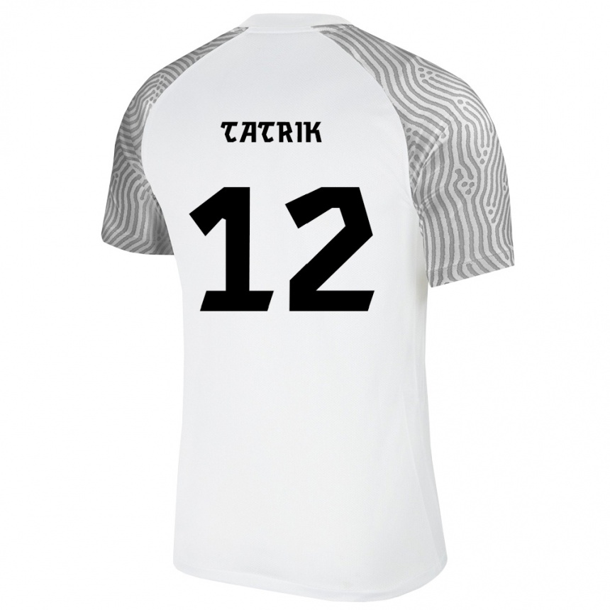 גברים כדורגל אסטוניה Andero Tatrik #12 לבן אפור הרחק ג'רזי 26-28