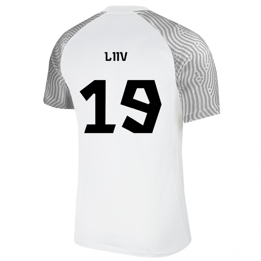 גברים כדורגל אסטוניה הוברט לייב #19 לבן אפור הרחק ג'רזי 26-28
