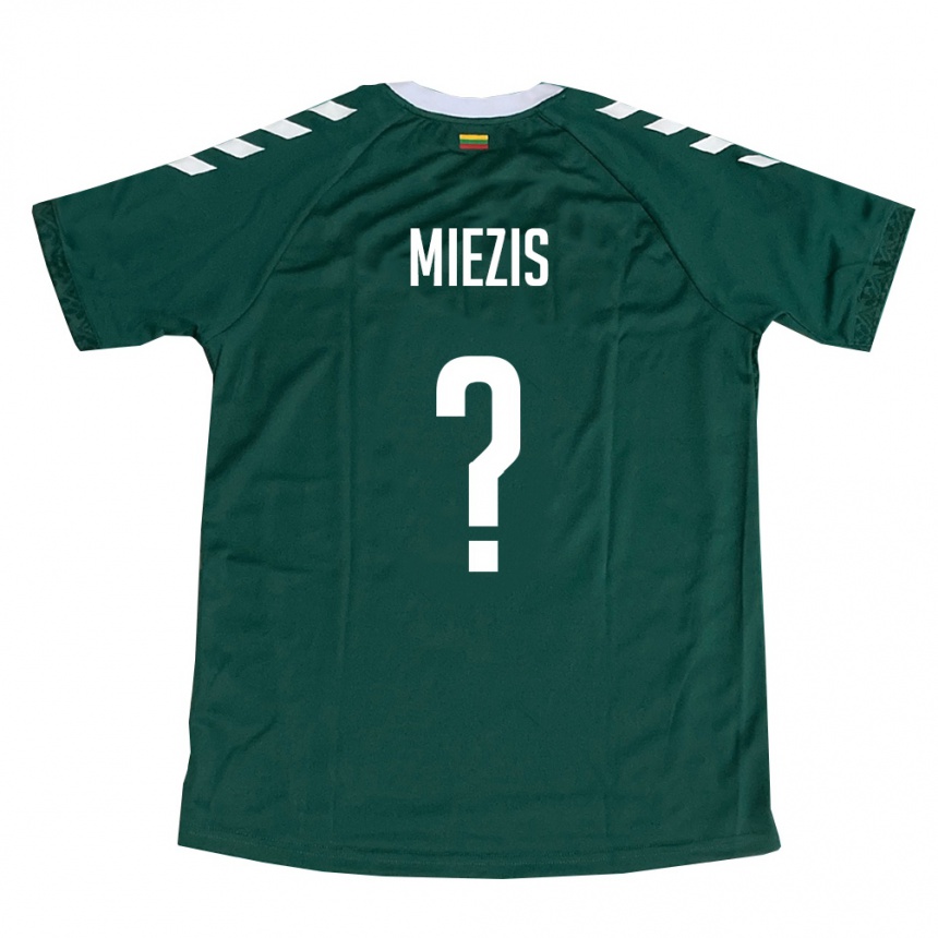 גברים כדורגל ליטא Deividas Miežis #0 ירוק כהה לבן הרחק ג'רזי 26-28