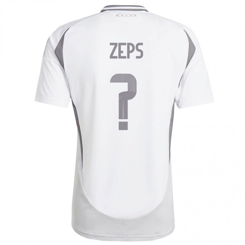 גברים כדורגל לטביה Daniels Zeps #0 לבן אפור כהה הרחק ג'רזי 26-28