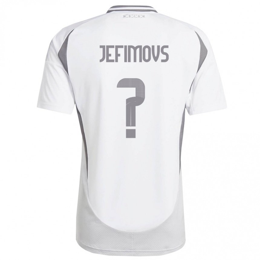 גברים כדורגל לטביה Glebs Jefimovs #0 לבן אפור כהה הרחק ג'רזי 26-28