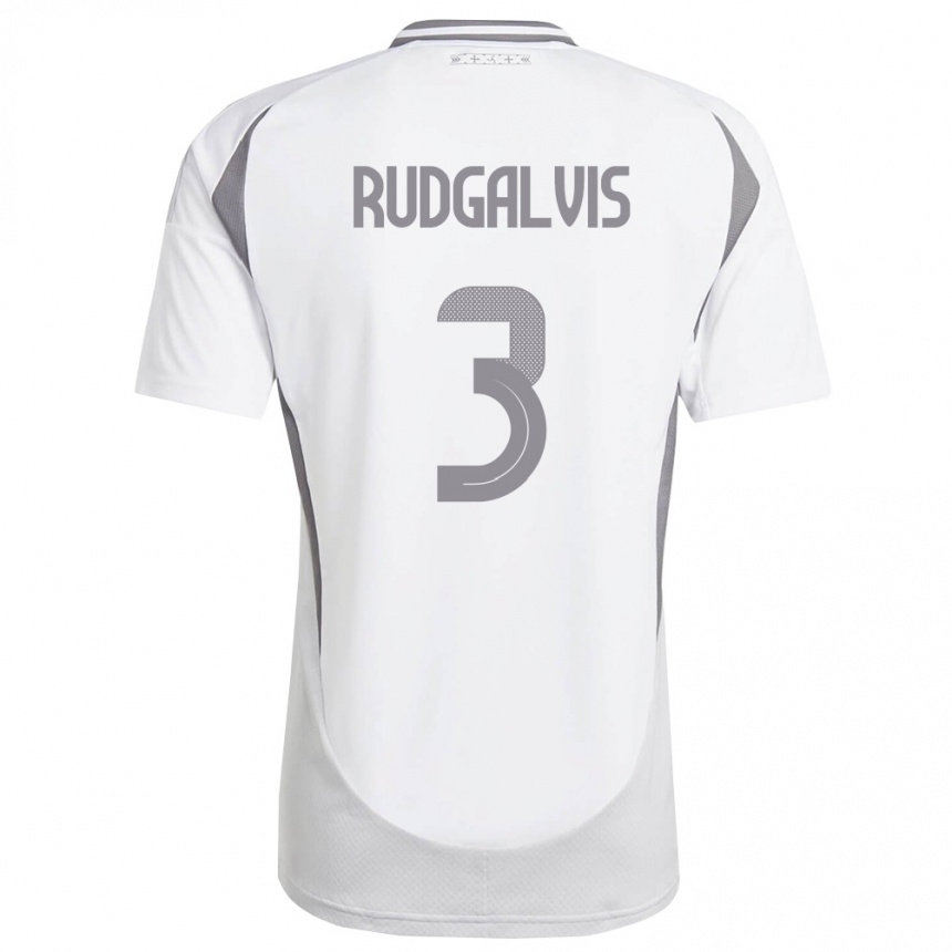 גברים כדורגל לטביה Daniels Rudgalvis #3 לבן אפור כהה הרחק ג'רזי 26-28