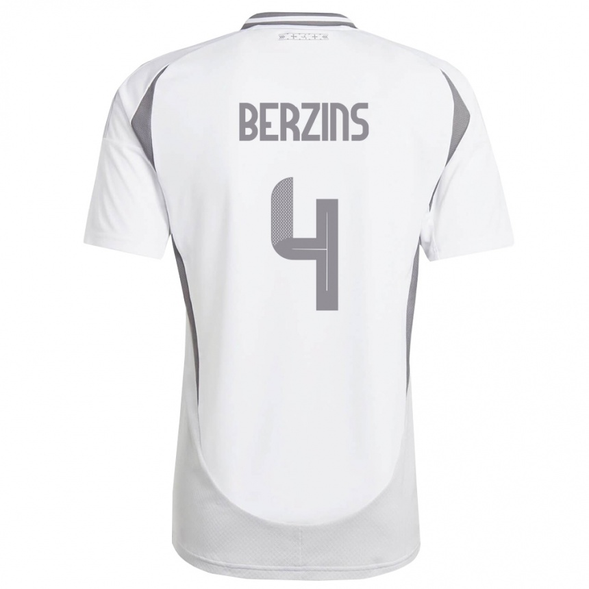 גברים כדורגל לטביה Lenards Berzins #4 לבן אפור כהה הרחק ג'רזי 26-28