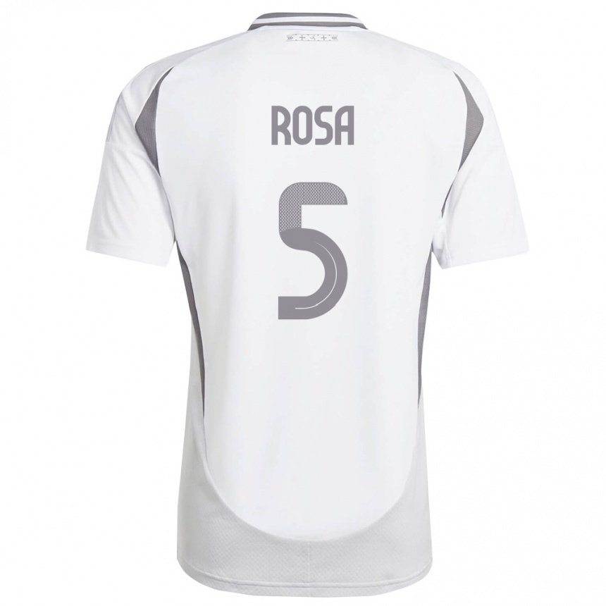 גברים כדורגל לטביה Fabio Rosa #5 לבן אפור כהה הרחק ג'רזי 26-28