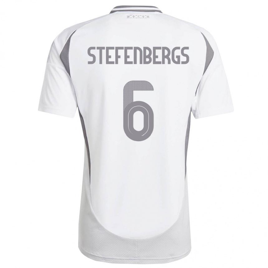 גברים כדורגל לטביה Linarts Stefenbergs #6 לבן אפור כהה הרחק ג'רזי 26-28