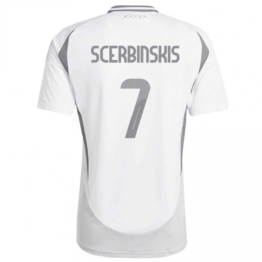 גברים כדורגל לטביה Aleks Scerbinskis #7 לבן אפור כהה הרחק ג'רזי 26-28