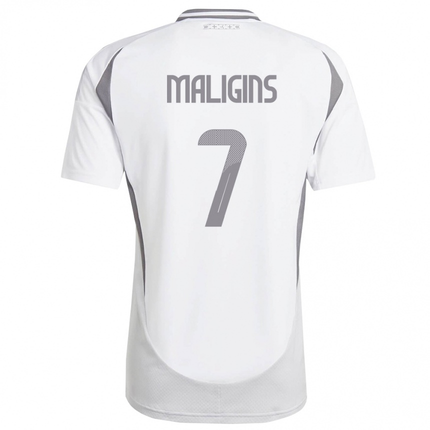 גברים כדורגל לטביה Zahars Maligins #7 לבן אפור כהה הרחק ג'רזי 26-28