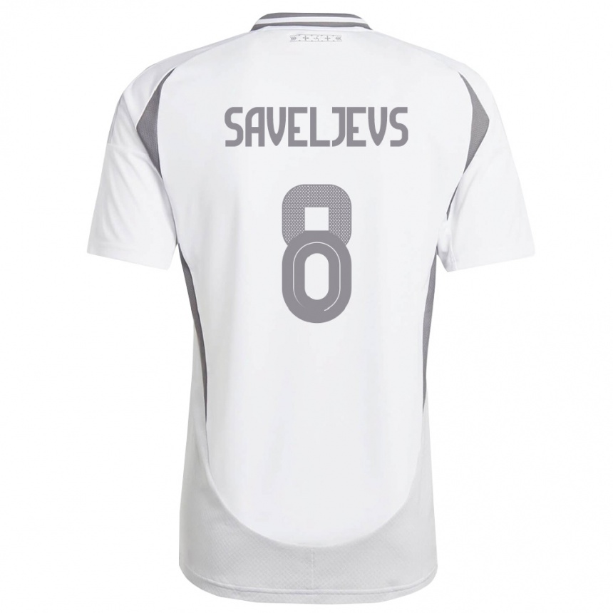 גברים כדורגל לטביה Alims Saveljevs #8 לבן אפור כהה הרחק ג'רזי 26-28