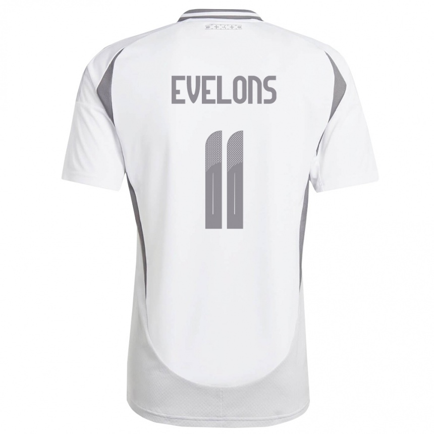 גברים כדורגל לטביה Emils Evelons #11 לבן אפור כהה הרחק ג'רזי 26-28