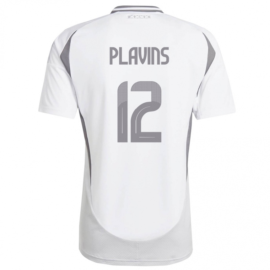גברים כדורגל לטביה Krists Plavins #12 לבן אפור כהה הרחק ג'רזי 26-28