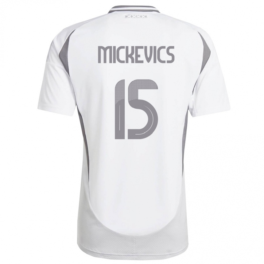 גברים כדורגל לטביה Tomass Mickevics #15 לבן אפור כהה הרחק ג'רזי 26-28