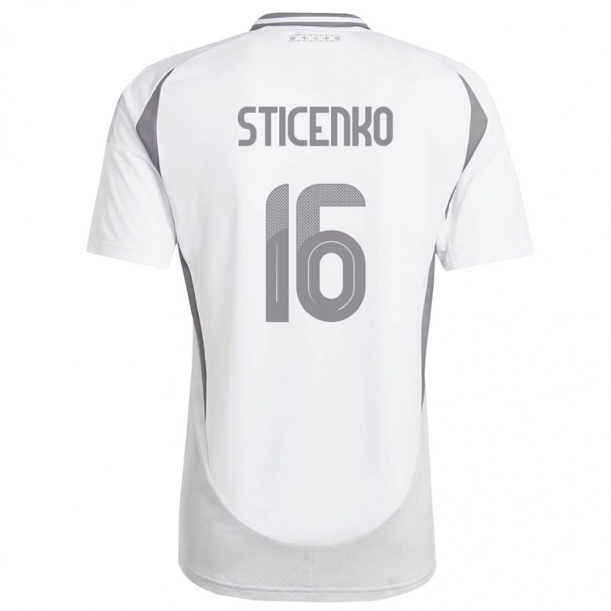 גברים כדורגל לטביה Rafaels Sticenko #16 לבן אפור כהה הרחק ג'רזי 26-28