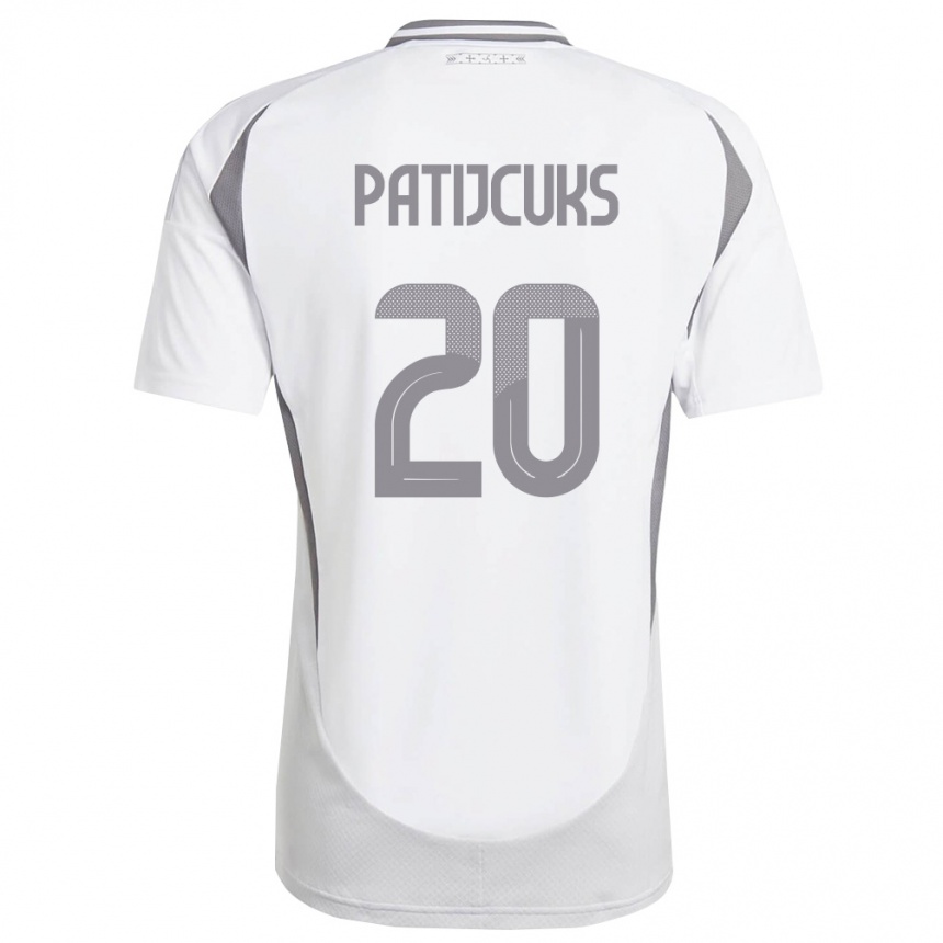 גברים כדורגל לטביה Danila Patijcuks #20 לבן אפור כהה הרחק ג'רזי 26-28