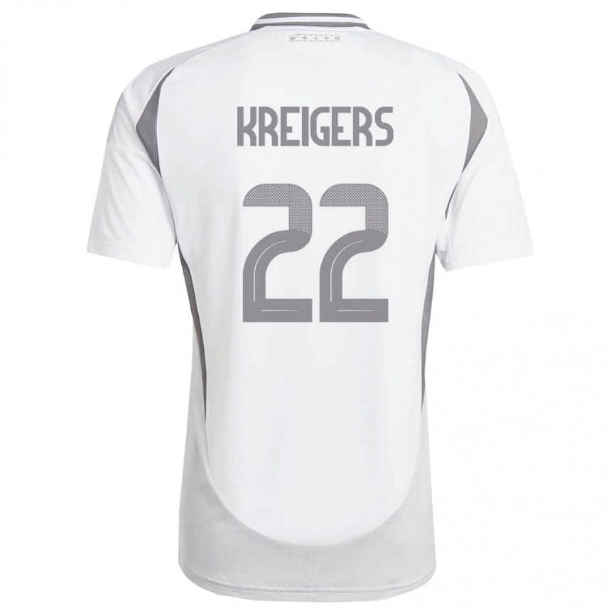 גברים כדורגל לטביה Edvards Kreigers #22 לבן אפור כהה הרחק ג'רזי 26-28