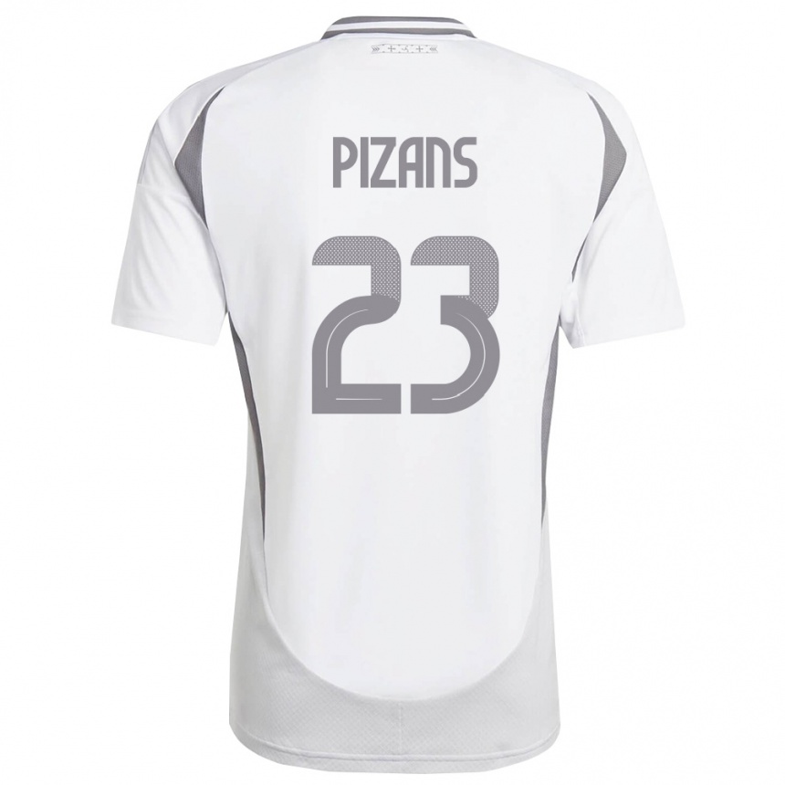 גברים כדורגל לטביה Ricards Pizans #23 לבן אפור כהה הרחק ג'רזי 26-28
