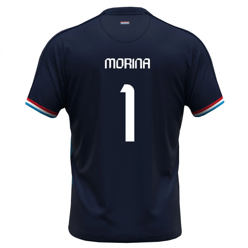גברים כדורגל לוקסמבורג Eltion Morina #1 כחול מלכותי אדום הרחק ג'רזי 26-28