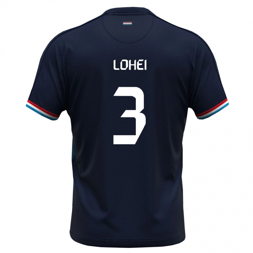 גברים כדורגל לוקסמבורג Fabio Lohei #3 כחול מלכותי אדום הרחק ג'רזי 26-28