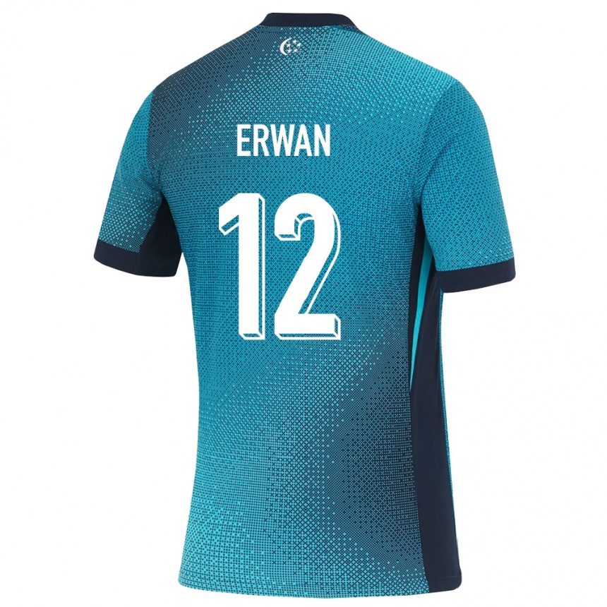 גברים כדורגל סינגפור Rauf Erwan #12 טורקיז כהה שחור הרחק ג'רזי 26-28