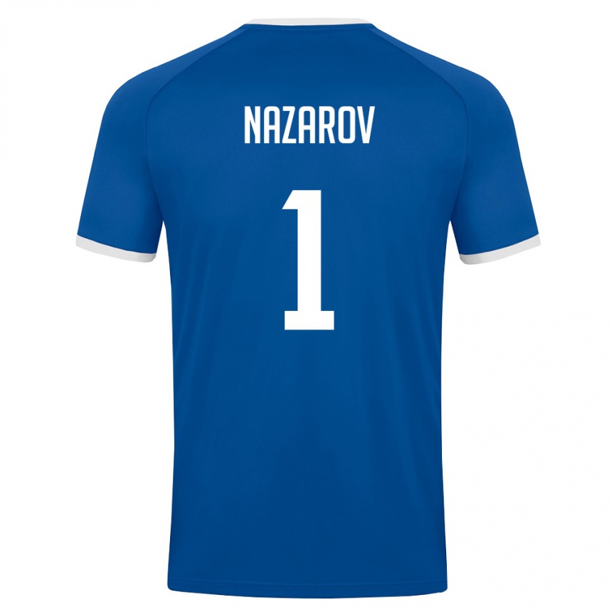 נשים כדורגל אוזבקיסטן Vladimir Nazarov #1 כחול מלכותי לבן ג'רזי ביתית 26-28