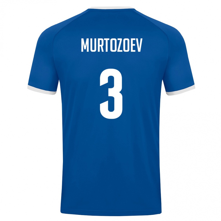 נשים כדורגל אוזבקיסטן Dilshod Murtozoev #3 כחול מלכותי לבן ג'רזי ביתית 26-28