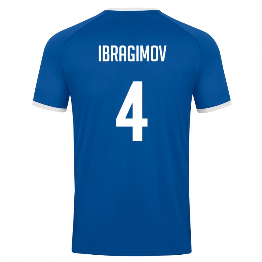 נשים כדורגל אוזבקיסטן Sunnat Ibragimov #4 כחול מלכותי לבן ג'רזי ביתית 26-28
