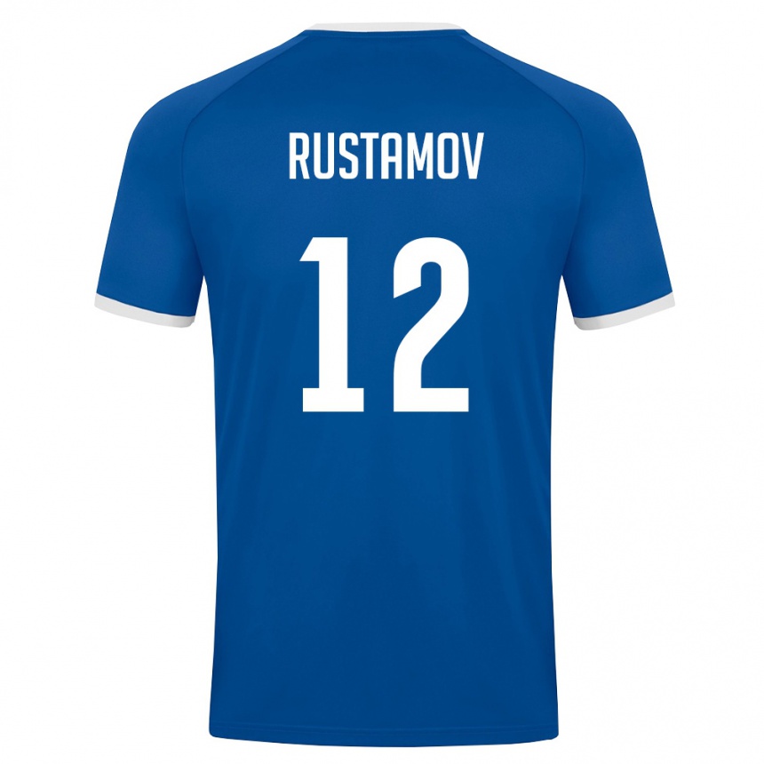 נשים כדורגל אוזבקיסטן Umar Rustamov #12 כחול מלכותי לבן ג'רזי ביתית 26-28