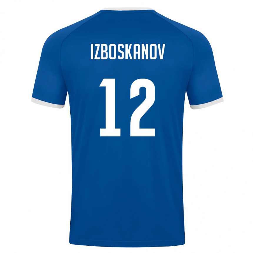 נשים כדורגל אוזבקיסטן Bakhodir Izboskanov #12 כחול מלכותי לבן ג'רזי ביתית 26-28