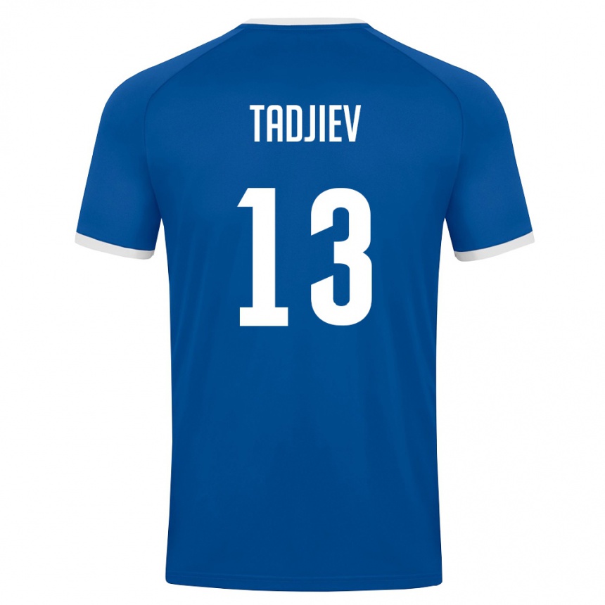 נשים כדורגל אוזבקיסטן Diyorbek Tadjiev #13 כחול מלכותי לבן ג'רזי ביתית 26-28