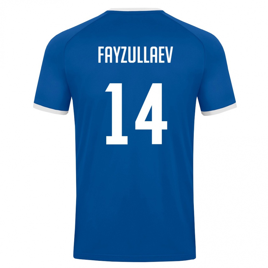 נשים כדורגל אוזבקיסטן Ruziboy Fayzullaev #14 כחול מלכותי לבן ג'רזי ביתית 26-28
