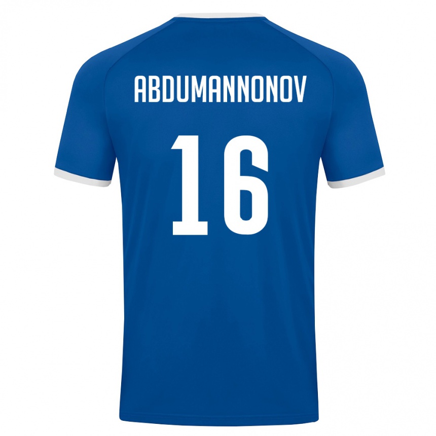 נשים כדורגל אוזבקיסטן Shokhjakhon Abdumannonov #16 כחול מלכותי לבן ג'רזי ביתית 26-28