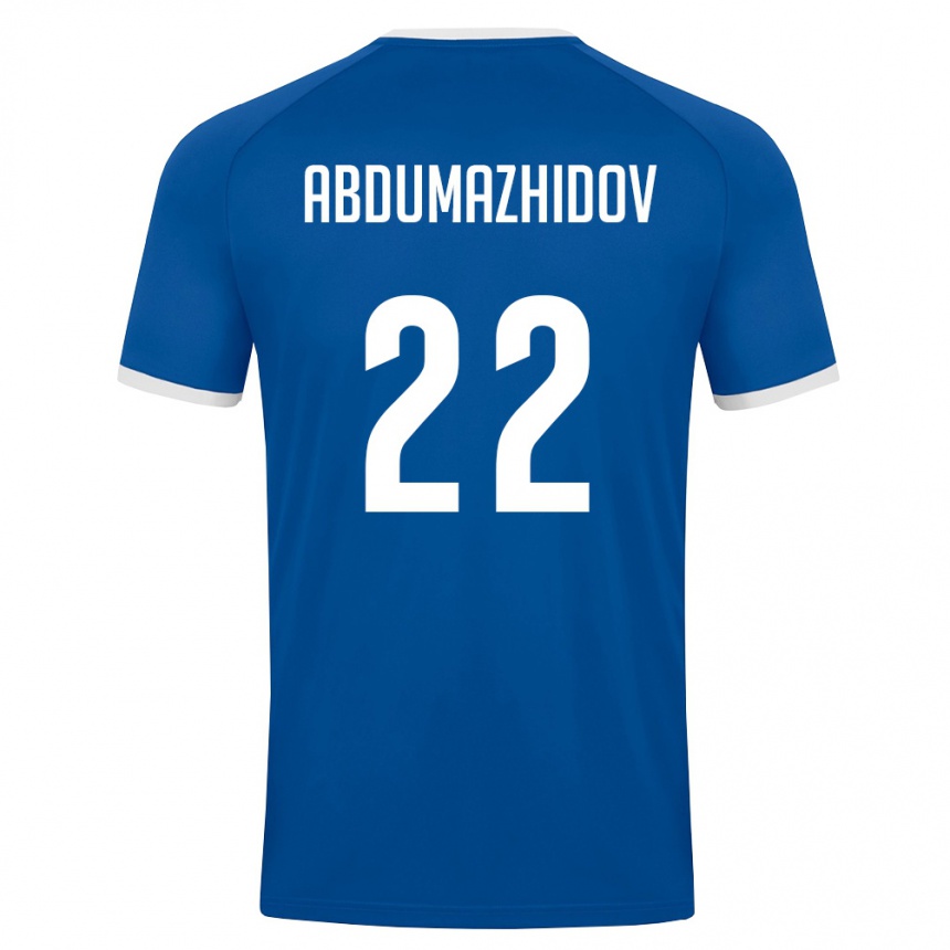 נשים כדורגל אוזבקיסטן Mukhammadrasul Abdumazhidov #22 כחול מלכותי לבן ג'רזי ביתית 26-28