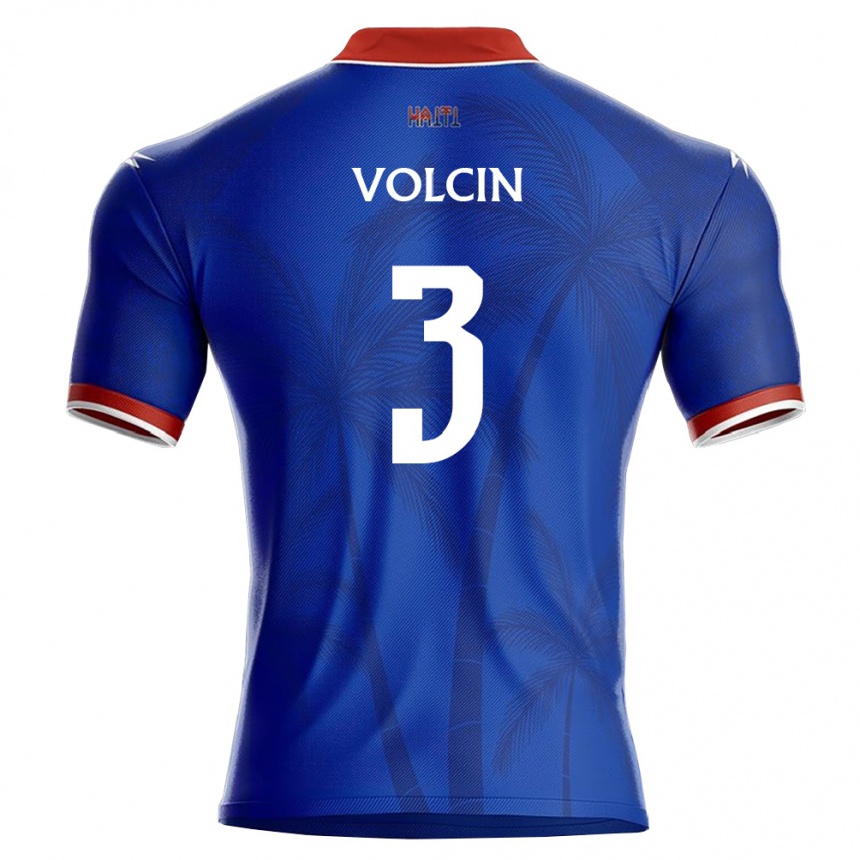 נשים כדורגל האיטי Stanley Volcin #3 כחול אדום לבן ג'רזי ביתית 26-28