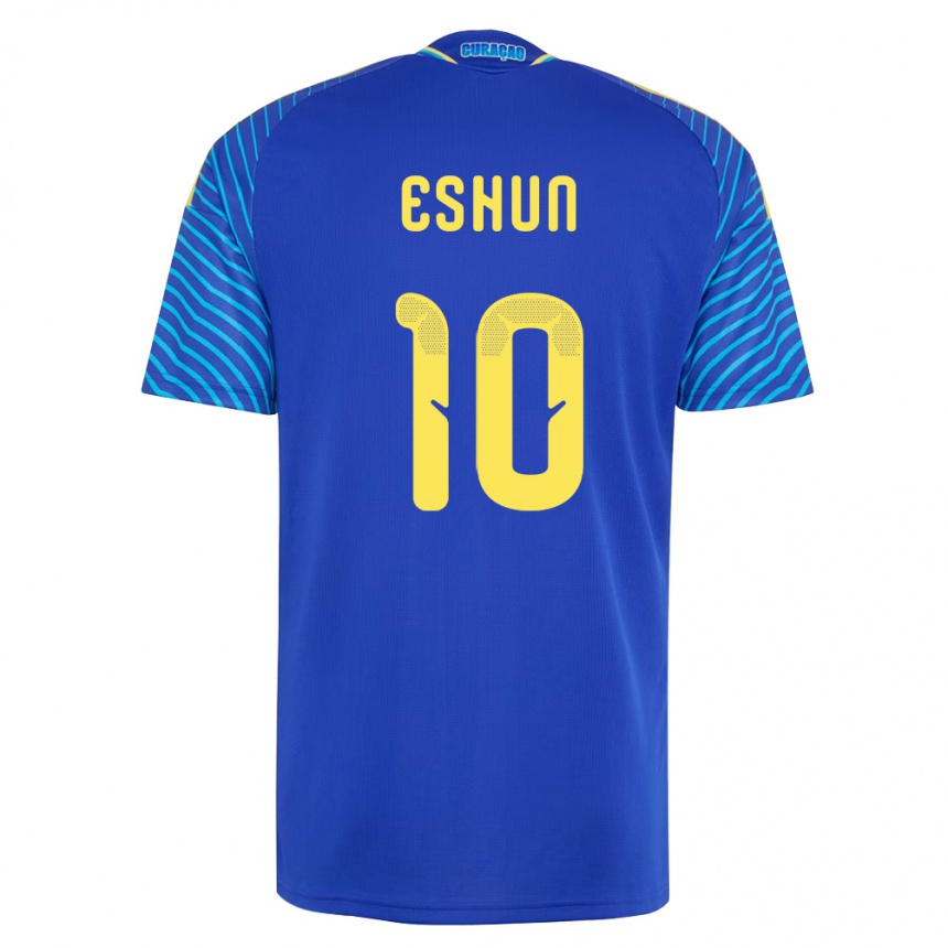 נשים כדורגל קוראסאו Kayne Eshun #10 כהה לבן ג'רזי ביתית 26-28