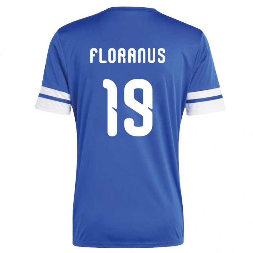 נשים כדורגל קוראסאו Juninho Floranus #19 כהה לבן ג'רזי ביתית 26-28