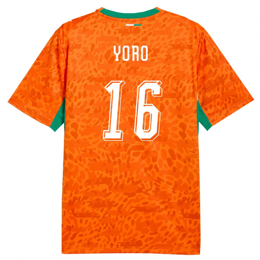 נשים כדורגל חוף השנהב Zigui Yoro #16 כתום ירוק לבן ג'רזי ביתית 26-28