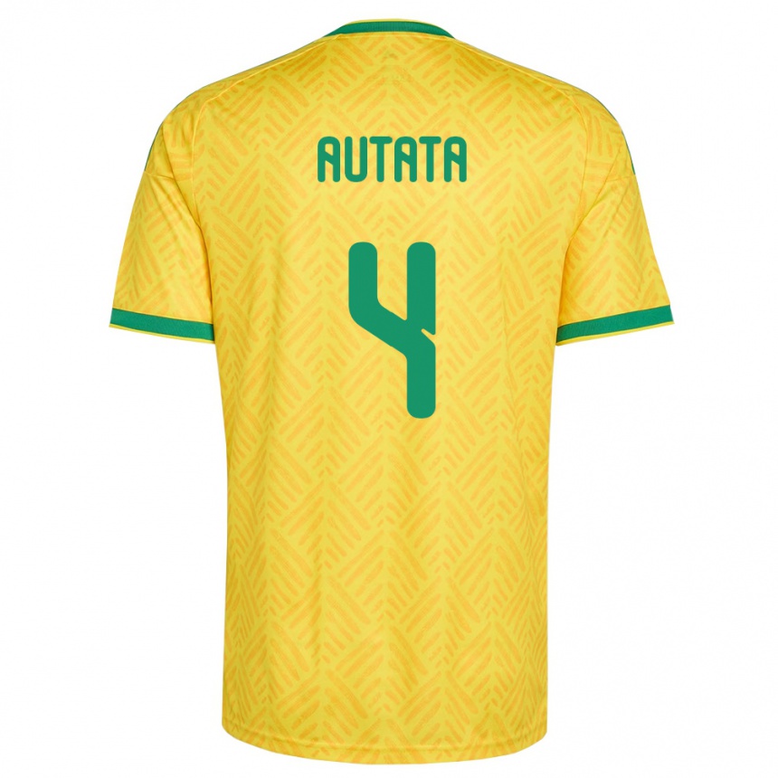 נשים כדורגל דרום אפריקה Patrick Autata #4 צהוב ירוק ג'רזי ביתית 26-28
