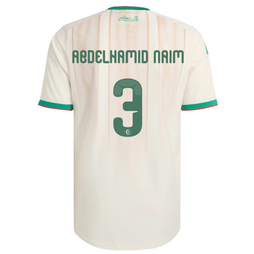 נשים כדורגל אלג'יריה Issam Abdelhamid Naim #3 שמנת ירוק אדום ג'רזי ביתית 26-28