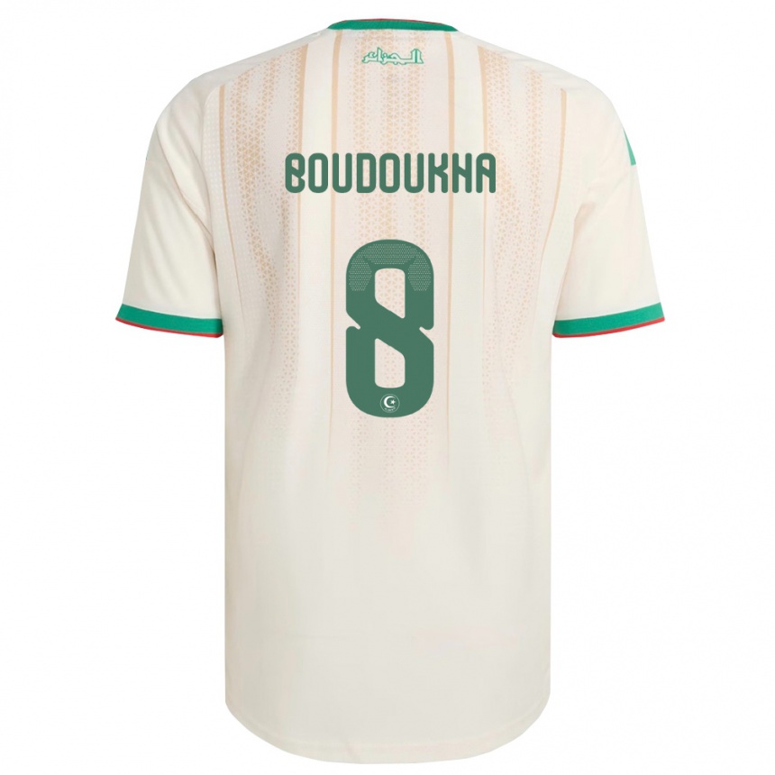 נשים כדורגל אלג'יריה Ayoub Boudoukha #8 שמנת ירוק אדום ג'רזי ביתית 26-28