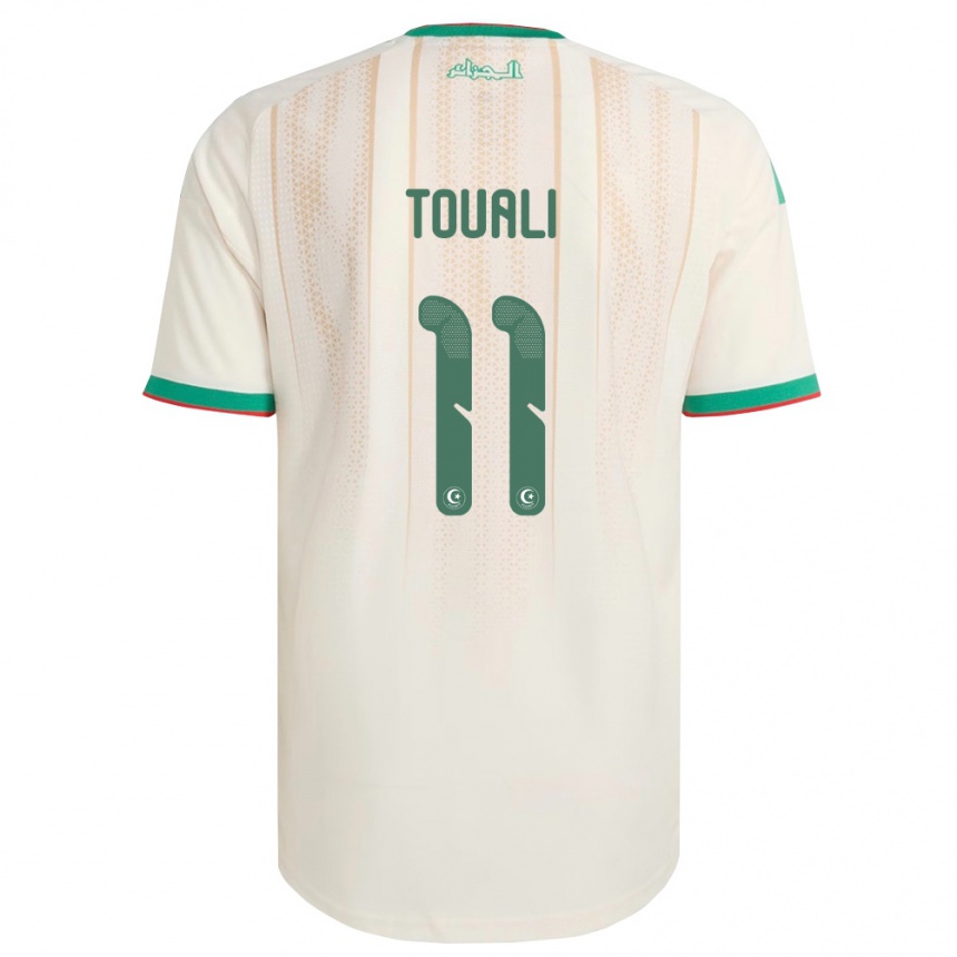 נשים כדורגל אלג'יריה Khalil Touali #11 שמנת ירוק אדום ג'רזי ביתית 26-28