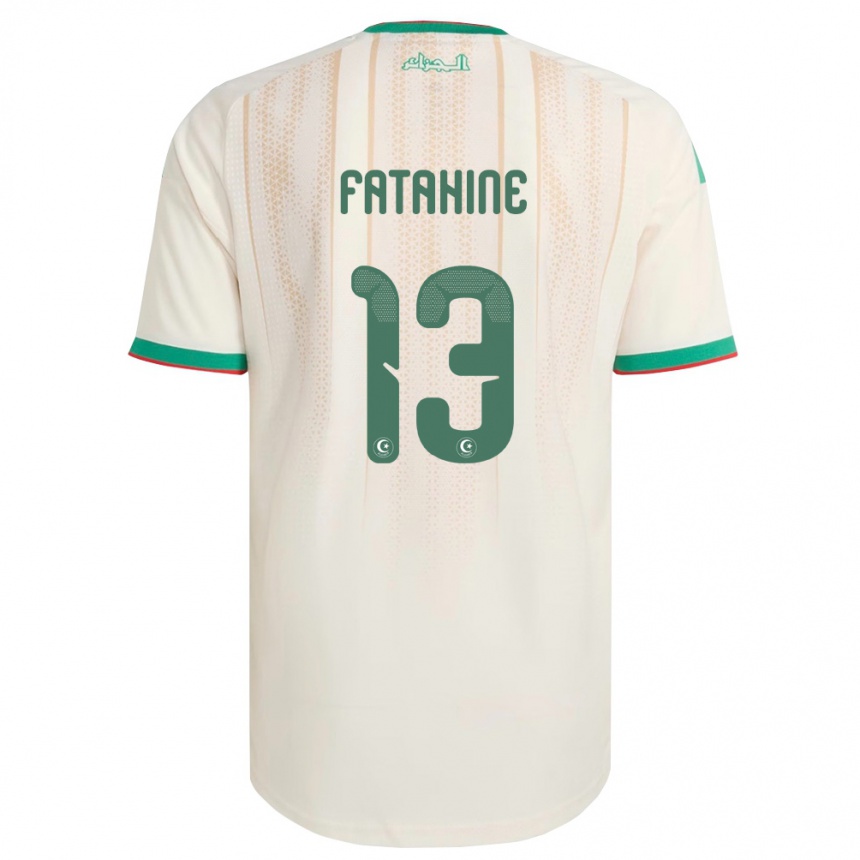 נשים כדורגל אלג'יריה Anis Fatahine #13 שמנת ירוק אדום ג'רזי ביתית 26-28