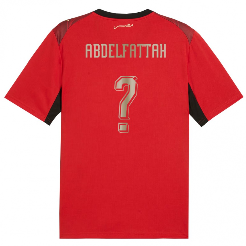 נשים כדורגל מצרים Ibrahim Abdelfattah #0 אדום שחור זהב ג'רזי ביתית 26-28